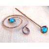 Handmade Celtic Copper Shawl Pin with Blue Agate