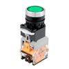 sourcingmap 22mm Momentary Push Button Switch Green Round Button DPST 1 No 1 NC Light 24V