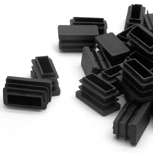 Piutouyar Rectangular Tubing End Caps, Plastic Plug Insert, Black End Cap for Tube Hole Insert, Fences, Furniture Non-Slip Protection (26mm x 13mm / 1.02 Inch x 0.5 Inch),32Pcs