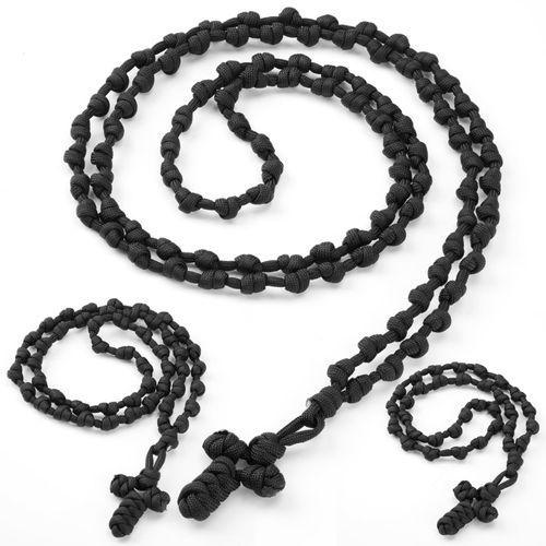 Quelay 3 Pcs Orthodox Prayer Rope Handmade Christian Greek Prayer Rope 100 50 33 Knot Paracord Protection Blessing Cross Charm Car Hanging Gift(Nylon)