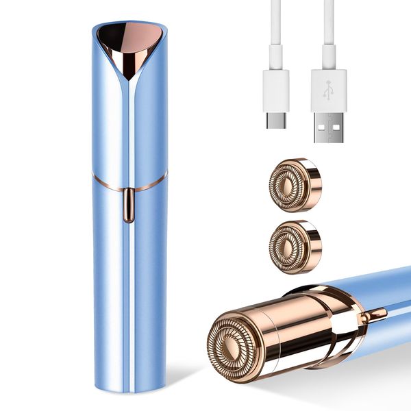Facial Hair Remover for Women- as Seen on TV Painless Face Shaver -Mini Hair Remover, Electric Razor Shaver Portable Bikini Epilator for Lips, Chin, Armpit, Peach Fuzz, Fingers, Neck, Cheek