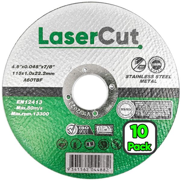 LaserCut Ultra Thin 1mm Metal Cutting Discs 115mm -10 Pack - Cut Off Wheels 115mm/4.5" Cutting Wheel Thin Metal Grinding Wheel Cutting Disc for Angle Grinder Saw Grinder Metal Cutting Tools