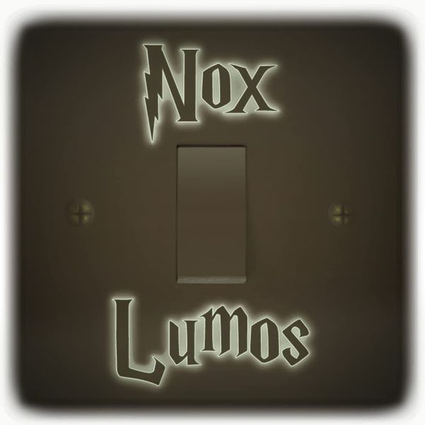 SuperDuperDecor Nox Lumos Light Switch Stickers. Black, Colour, or Glow-in-The-Dark. Off & On Funny Decal Child Room Lightswitch Wall Vinyl Glow-in-Dark x2