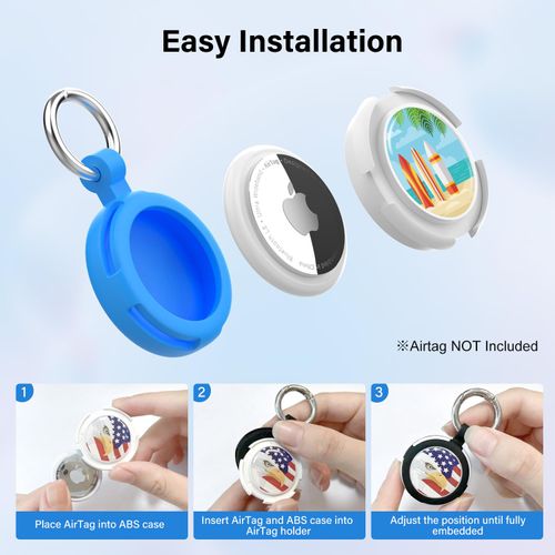 WhoseID Compatible with AirTag Case Keychain, IPX8 Waterproof Air Tag Holder, Silicone AirTags Cases with Key Ring Apple GPS Item Finders Accessories (Surfboard)