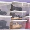 STERILITE 6 Qt Storage Box, Stackable Bin with Lid, Plastic Container to Organize Shoes and Crafts on Closet Shelves, Clear with White Lid, 1-Pack