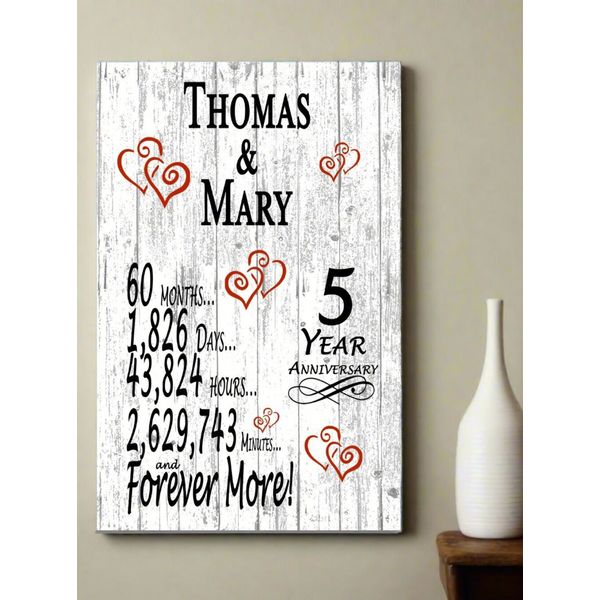5 Year Anniversary Gift – Personalized 5th Anniversary Plaque with Custom Names