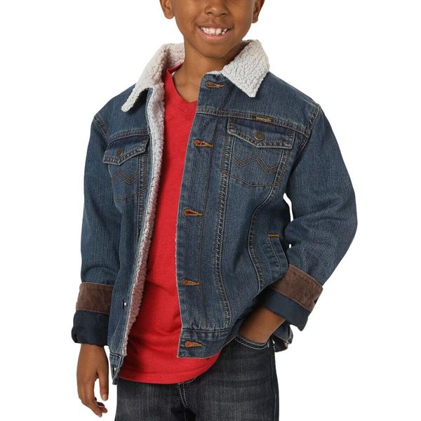 Wrangler boys Western Lined Denim Jacket, Blanket Indigo, X-Small US