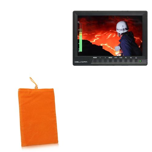 BoxWave Case Compatible with Delvcam DELV-HD7-4K - Velvet Pouch, Soft Velour Fabric Bag Sleeve with Drawstring - Bold Orange
