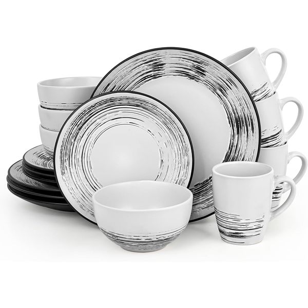 Dinnerware Sets, 16 Pieces Plates and Bowls Sets, Dishes Set for 4, Dishware Set