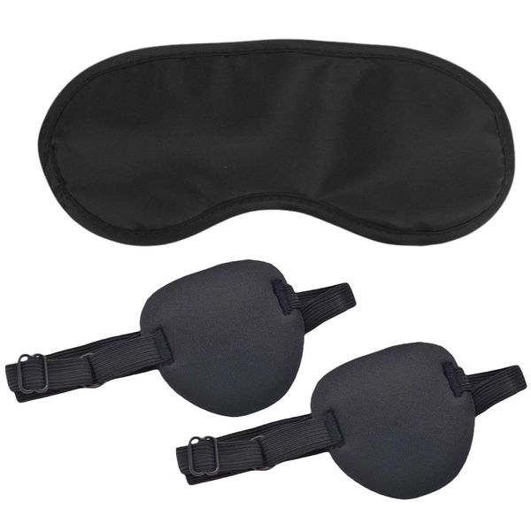 2 Pieces of Single-Eye Blackout Eye Masks, 1 Piece of Sleeping Eye Mask, Adjustable One-Eye Mask, Eye Mask for Children and Adults, Pirate Eye Mask, Eye Protection Mask