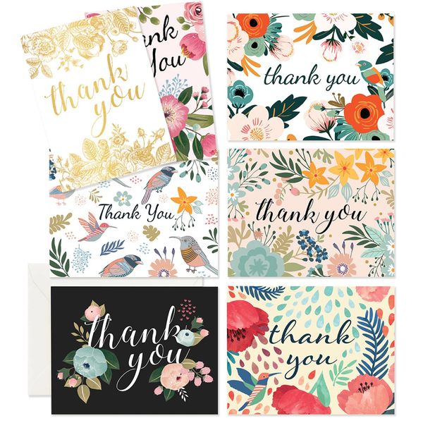 Polite Society Thank You Cards - 37 Beautiful Thank You Card - Blank Cards - White Envelopes Included - Bridal, Baby Showers and Business (37 Pack - Bonus 24K Gold Card)