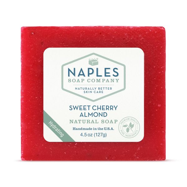 Naples Soap Company Natural Shea Butter and Olive Oil Soap Bar – Antioxidant-Rich Soap Bar Naturally Moisturizes for Smooth, Supple Skin – No Harmful Ingredients – Sweet Cherry Almond, 4.5 oz