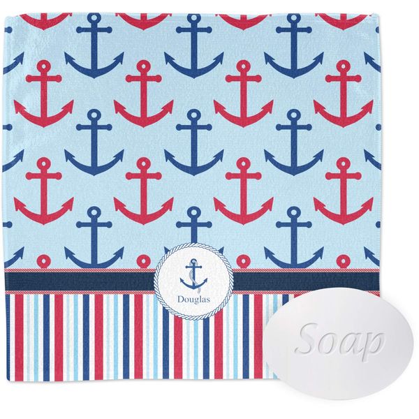 YouCustomizeIt Personalized Anchors & Stripes Washcloth