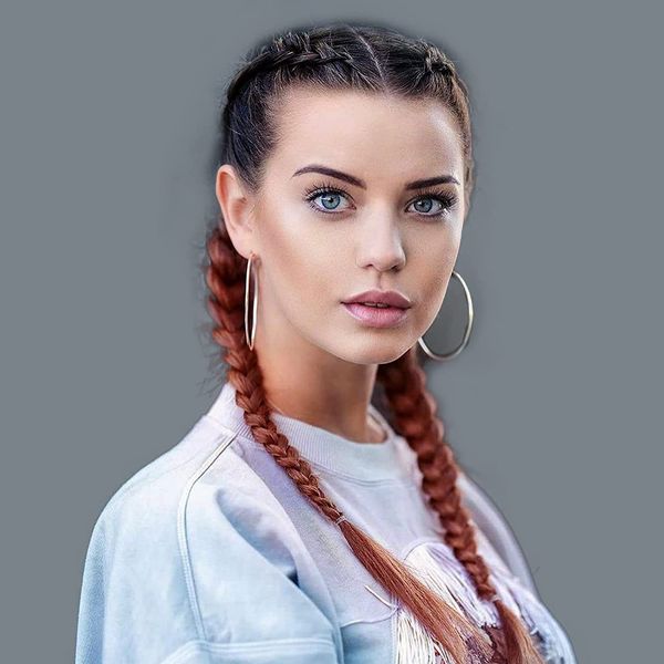 Copper Red Braided Wig Super Soft Double Box Braid Wigs for Black Women Long Brown Red Pre-Plucked Hairline Ombre Wig Synthetic Braiding Heat Resistant Fiber Hair Replacement Wig Drag Cosplay 22”