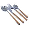16Pc Cutlery Set Wood Grain Effect Tableware Stainless Steel ABS Handle - BWD