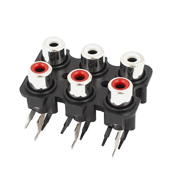 sourcing map Audio Video AV Concentric Connector 6 Female RCA Panel Mount Socket