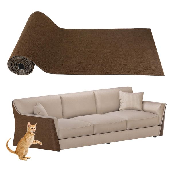 QWORK Cat Scratching Mat, High Adhesion, Customizable 78.7"x15.8" Protector for Furniture