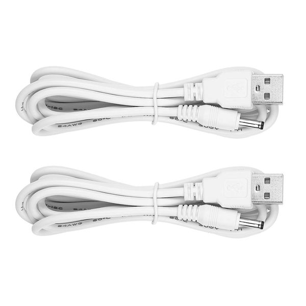 Charger Cord Replacement for Flawless Pedi Electronic Pedicure Tool - USB to DC Barrel Cable 5 ft 2-Pack