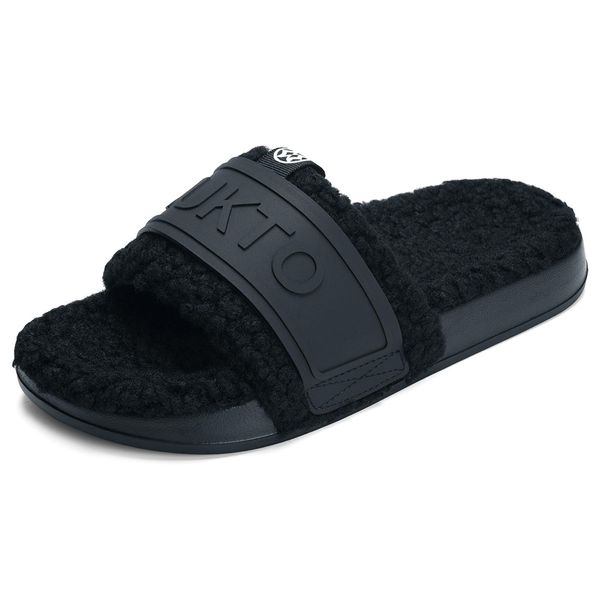 ZUSERIS Winter Slippers, Room Shoes, Warm, Indoor Slippers, Men's, Women's, Fluffy, Fluffy, House Slippers, Sandals, Open Front, For Guests, Washable, Anti-Slip, Black