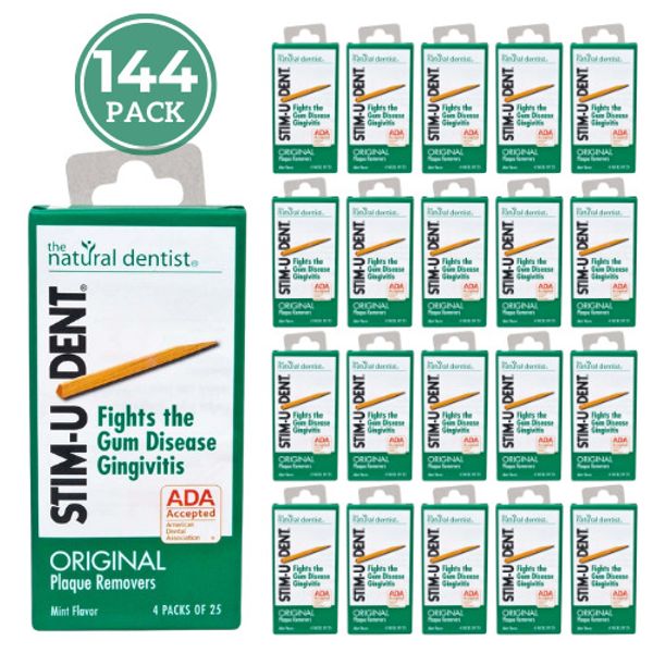 144/Pkg Stim-U-Dent Original Toothpicks, Plaque Remover Wooden Picks, Mint