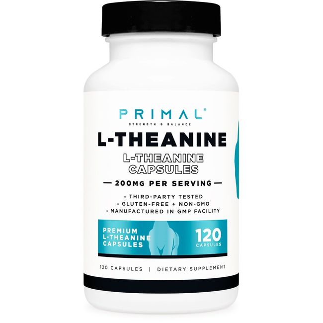 Primal L-Theanine Capsules (120 Servings, 200mg Per Serving)