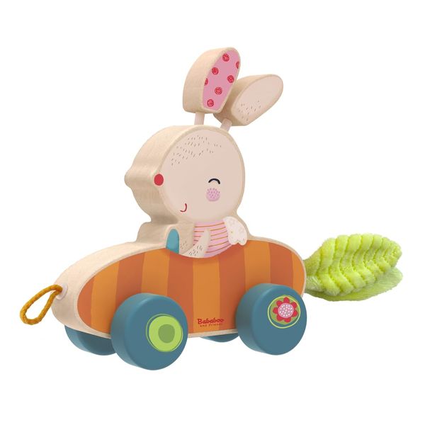 Bunny Pippa Push and Pull Toy | 10+ Months | Beech Wood | Size 7" x 6" x 2.5" | Fine Motor Skills | Playtales Included |