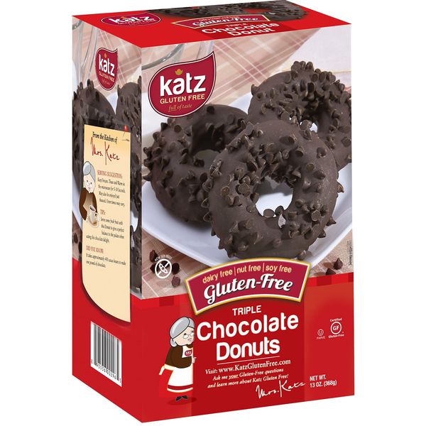 Katz Gluten Free Triple Chocolate Donuts | Dairy Free, Nut Free, Soy Free, Gluten Free | Kosher (3 Packs of 6 Donuts, 13 Ounce Each)