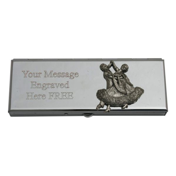 Ballroom Dancing 7 Day Tablet Pill Box with Mirror Case & Free Engraving Message 444