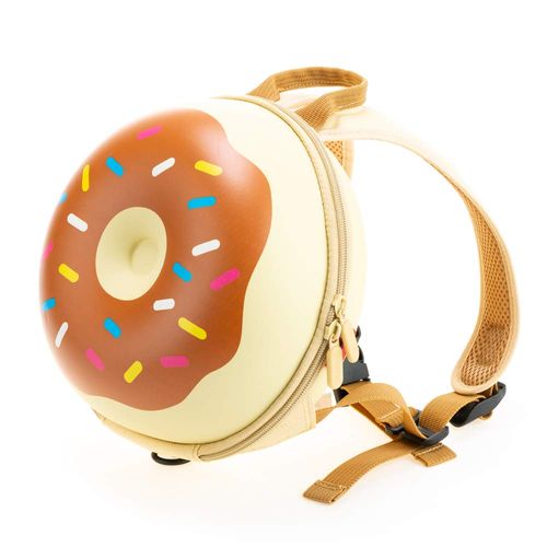 KIDDIETOTES Donut Backpack for Toddlers, and Children - Perfect for Daycare, Playtime, and Elementary School - Chocolate Brown