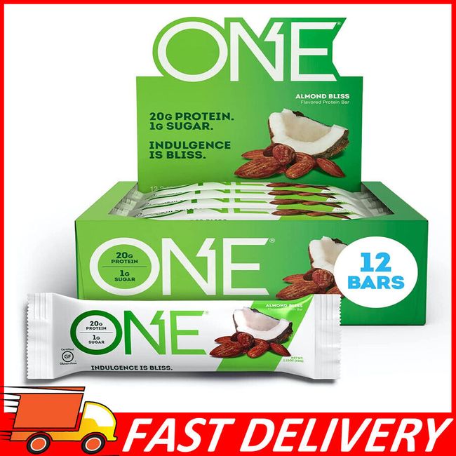 12ct ONE Protein Bars, Almond Bliss, Gluten Free 20g Protein & 1g Sugar 2.12oz