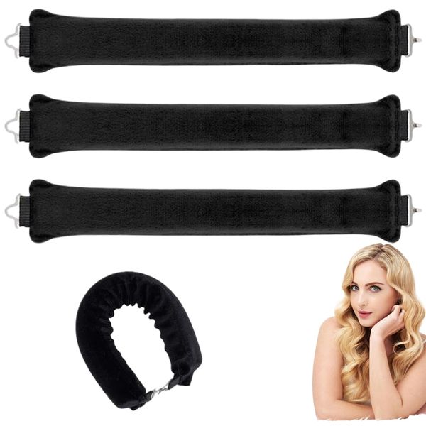 3 Stück Heatless Curls Band,Lockenwickler Über Nacht,Locken Ohne Hitze,Blowout Hair Overnight,Heatless Curls,Overnight Blowout,Locken Über Nacht,Blow Out Hair Curler,für Langes Mittleres Haar(Schwarz)