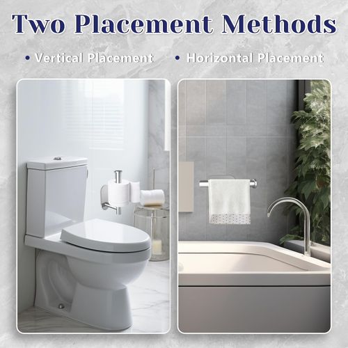 Toilet Paper Holder, Stainless Steel & No Drilling Toilet Paper Holder Wall Mount, Waterproof Self Adhesive Toilet Paper Holders for Bathroom, Kitchen, Washroom（Sliver）