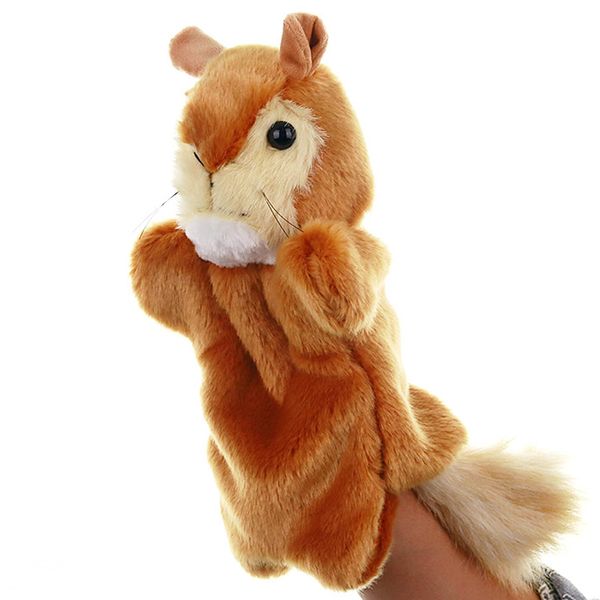 Plush Hand Puppets Squirrel Stuffed Animal Puppet Toys for Imaginative Pretend Play Storytelling Gifts for Kids Brown