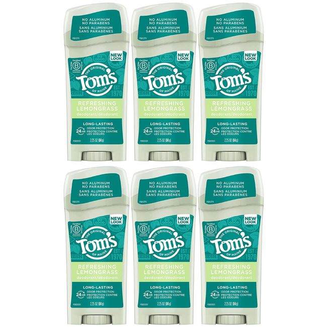 Tom's of Maine Natural Long-Lasting Deodorant Stick Lemongrass - 2.25 oz - Case of 6