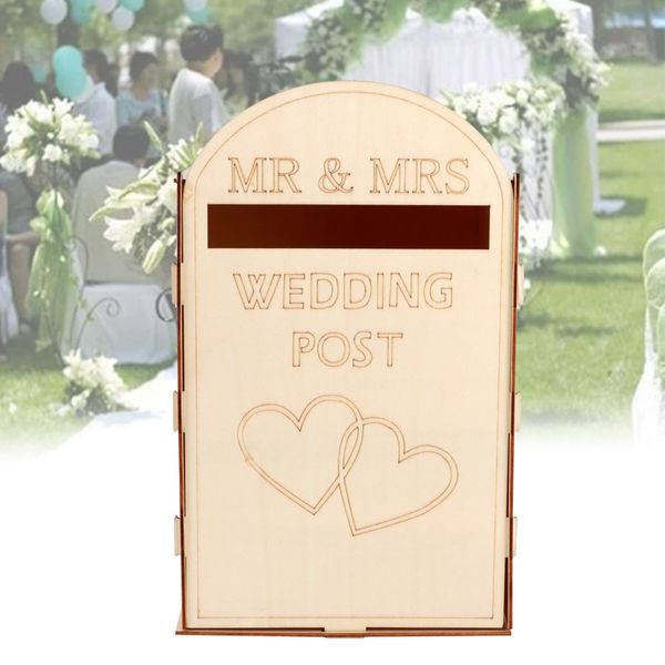 Wooden Wedding Card Box, Mailbox Rustic Wedding Card Holder, Royal Mail Styled Letter Envelope Boxes DIY Decoration, Guest Cards Gift Box for Wedding-Party Decoration(SIZE:33.1x20.3x20.3cm)