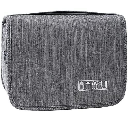 Hanging Travel Toiletry Bag, YYGOJOY Folding Travel Wash Bag, Portable Makeup Cosmetic Organizer, Waterproof Bathrooom Shower Bag with Hook for Men Women Kids (Grey)
