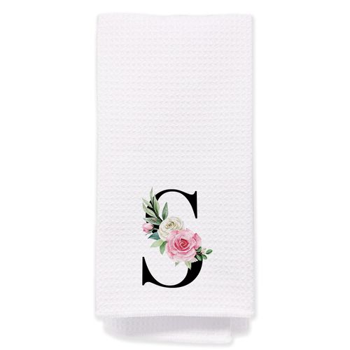 Monogrammed Initial S Hand Towels for Bathroom - Monogram Kitchen Dish Tea Towels with Intial, S Initial Gifts for Women/Men/Girls/Teacher, Personalized Gifts for Wedding/Mothers Day/Christmas