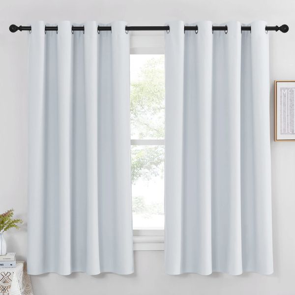 NICETOWN Room Darkening Curtain for Bedroom - (Greyish White/Silver Grey Color) Solid Thermal Insulated Blind Room Darkening Drape/Drapery for Windows,52x63 inches, 1 Pack