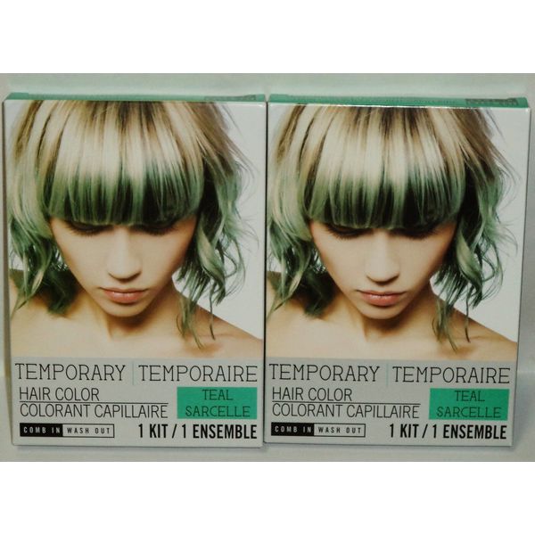 2 Temporary Hair Color Kit Just Comb In Your Done! Shampoo Its Out TEAL
