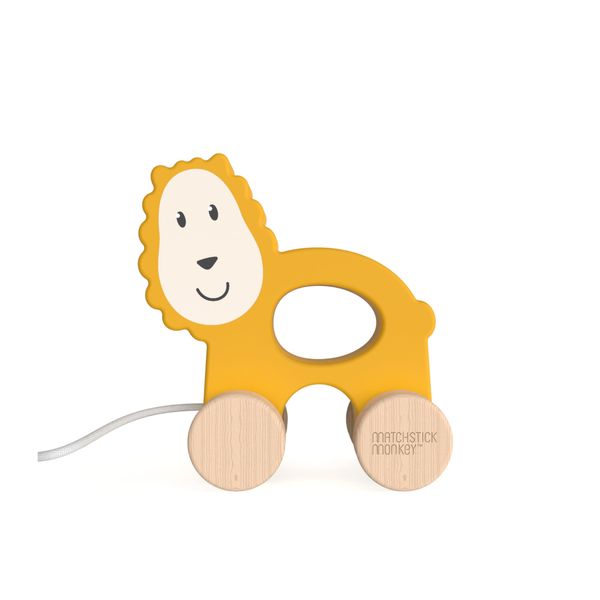 Matchstick Monkey, Playtime Wooden Pull Along Toy, Race or Push to Encourage Imaginative and Creative Play, Easy Grip, 12 Months Old+, Lion