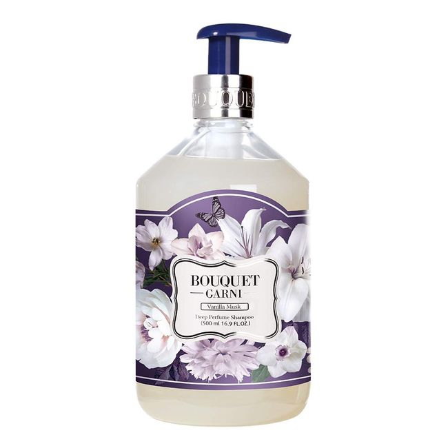 BOUQUET GARNI Shampoo Vanilla Musk - Long Lasting Fragrance Dry Hair Moisturizing Shampoo - Scalp Moisturizer and Cleansing with Natural Surfactant - Nutritious Amino Protein Natural Oil - 16.9 Fl. Oz