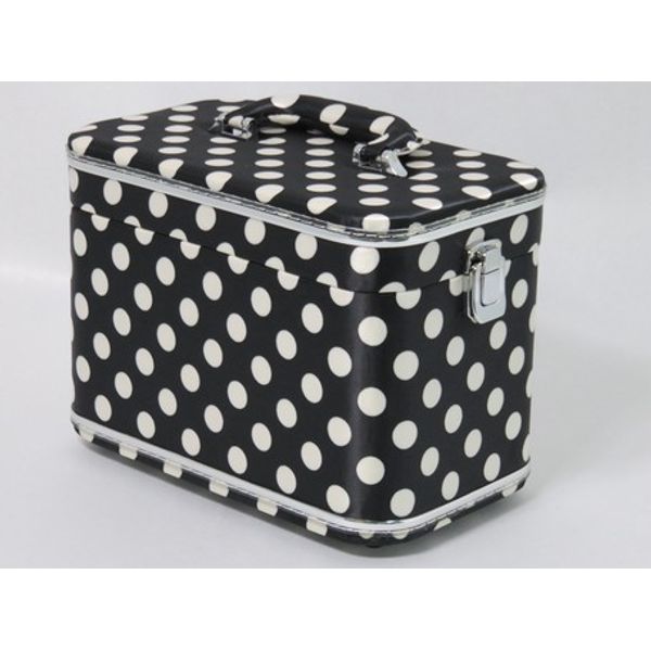 Convenient for storing cosmetics! ! Polka dot pattern cosmetic box (body color: black) (6594-01) <br> (cosmetic pouch, cosmetic case, makeup box, bag, accessory case)