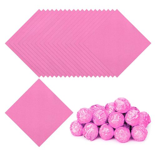 PATIKIL Foil Candy Wrappers 3.5x3.5 Inch, 100 Pcs Square Fine Grid Aluminium Foil Candy Wrapping Paper for DIY Chocolate Candies Packaging Decoration, Pink