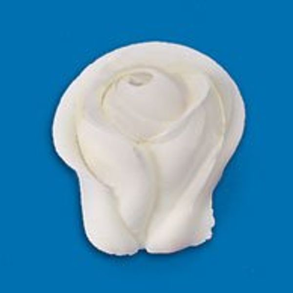 Item#38774 - White Side Rose - Medium Royal Icing Cake/Cupcake Decorations 12 Ct