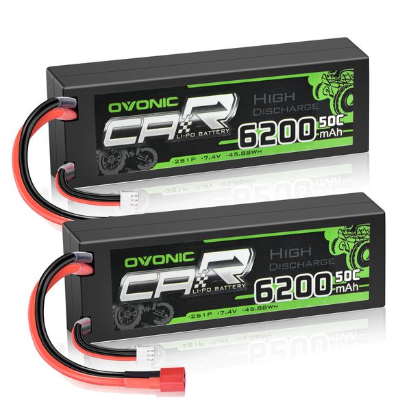 2X Ovonic 6200mAh 2S Lipo Battery 7.4V 50C  for RC Car Evader BX Traxxas Slash