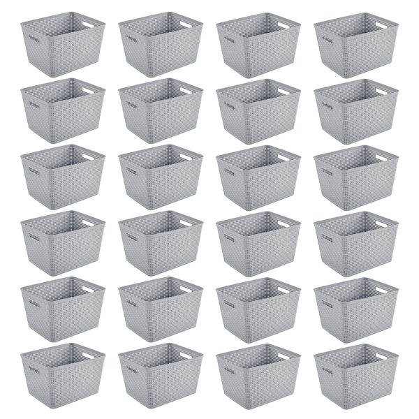 Sterilite 14"Lx8"H Woven Rectangular Tall Basket for Home Organization (24 Pack)