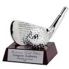 Customizable 4 Inch Electroplated Bright Silver Golf Iron and Ball, Includes Personalization