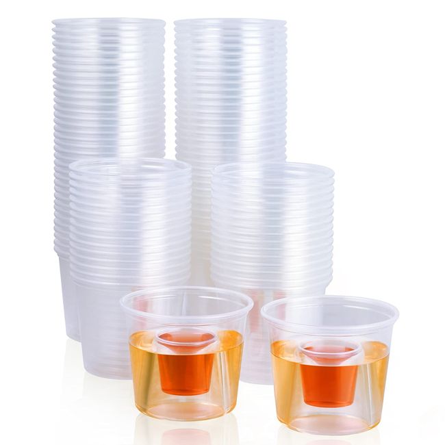 JOLLY CHEF 200 Disposable Bomber Cups Jager Bomb Shot Glasses plastic, Highly Durable and Reusable Shot Cups,Perfect for for Wedding, Thanksgiving, Halloween, Christmas Party