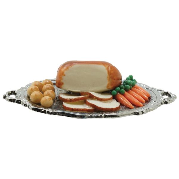 Dollhouse Miniature Turkey Dinner on Platter
