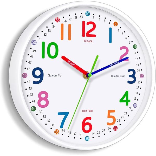 Silent Kids Wall Clock – Non-Ticking Battery-Powere